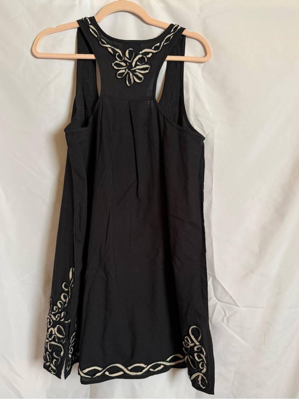 Mud Pie Black Embroidered Mini Dress Large